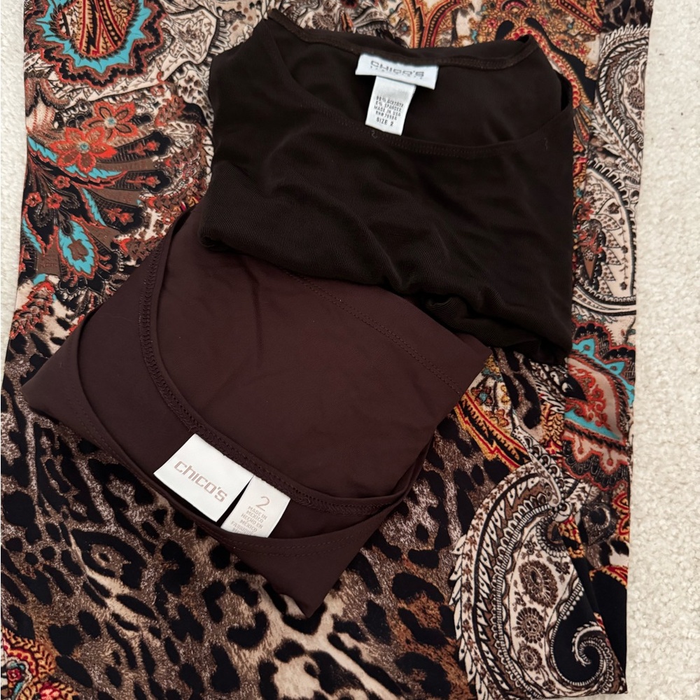 Chico's Paisley Wide Leg Pants Set with Two Sleeveless Tops